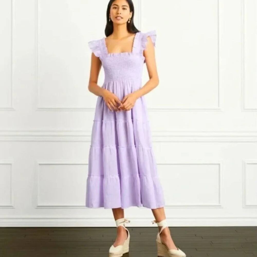 Hill House Home The Ellie Nap Dress Lilac Linen Stripe XXS